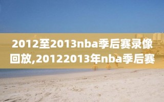 2012至2013nba季后赛录像回放,20122013年nba季后赛