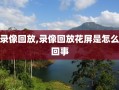 录像回放,录像回放花屏是怎么回事